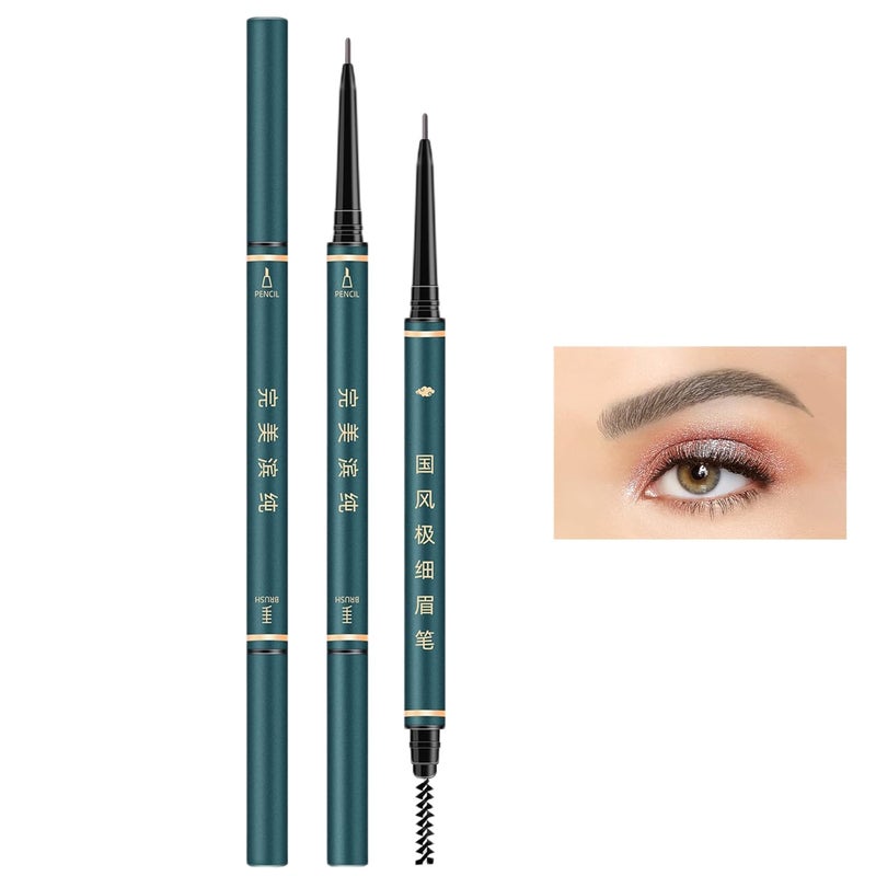 BECHY 3 Pack of Waterproof Eyebrow Pencil,Professional Makeup Micro Brow Pencil,Brow Kit with Eyebrow Brush and Razor,Ultra-Fine Mechanical Pencil (Black) - Image 1